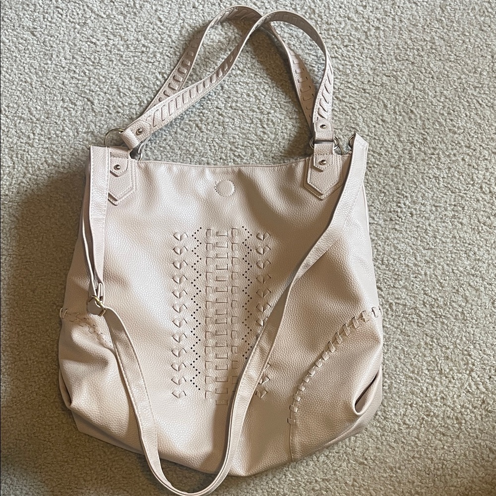 Women’s Cream Tote Bag with Woven Accent